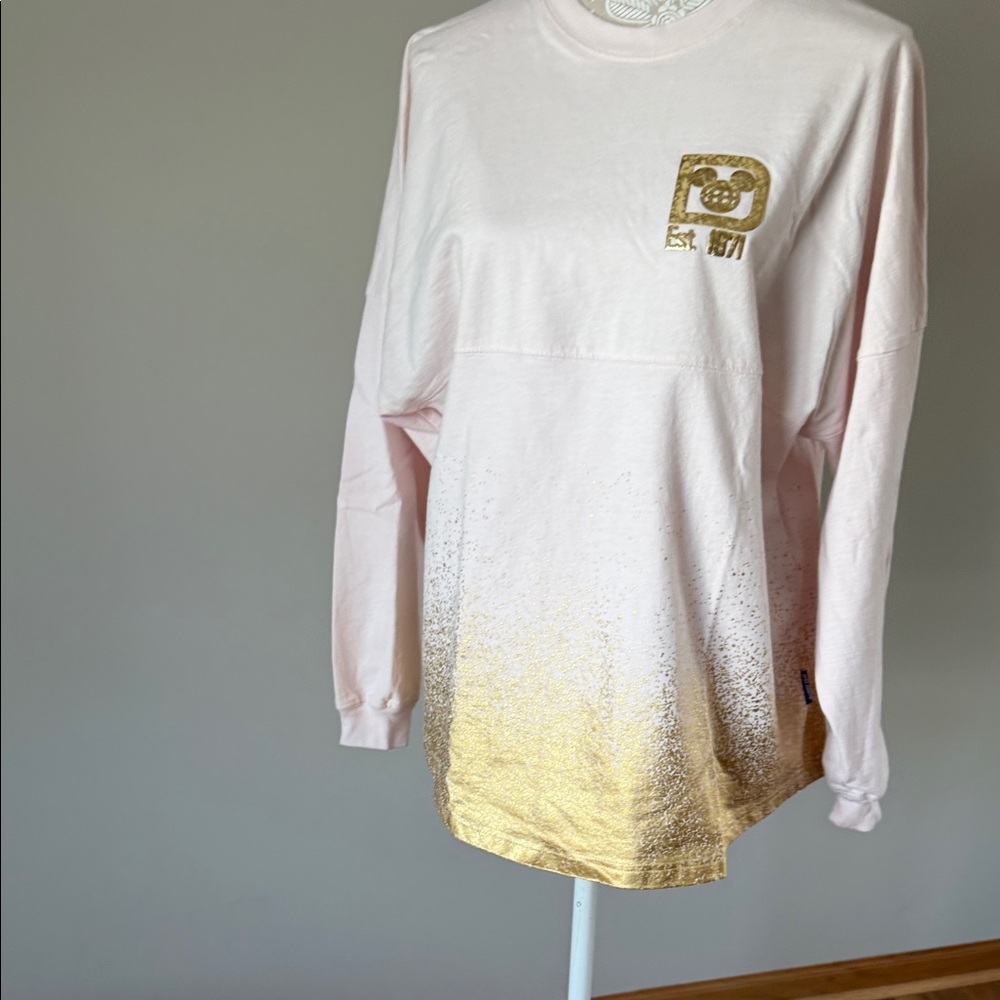 Disney World Spirit Jersey pale pink/gold Long Sleeve Tee sz M - Picture 14 of 17